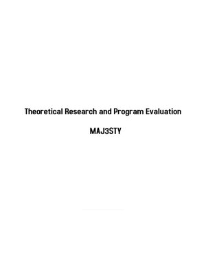 cover image of Theoretical Research and Program Evaluation